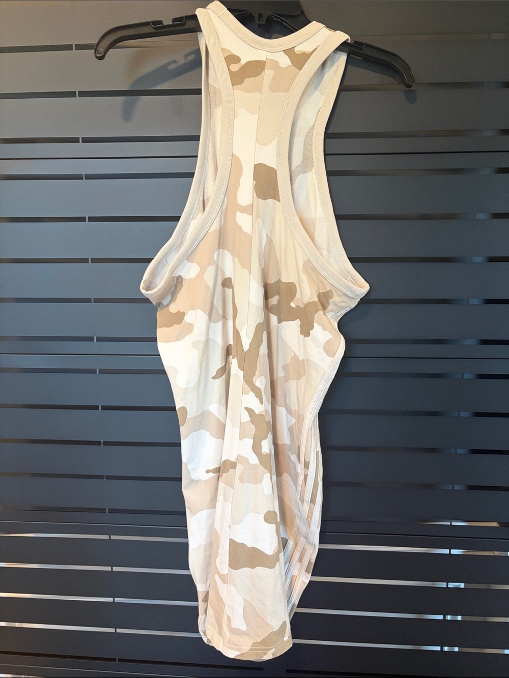 adidas Beige and Cream Camo 3‑Stripes Racerback Tank Dress - Picture 9 of 9
